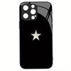 Black background white star glass phone case suitable for iPhone 17 16 15 14 13 12 11 Pro/Max/Plus anti drop and shockproof