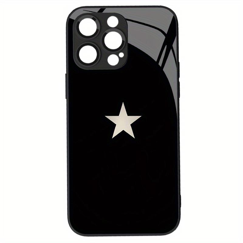 

Черный фон белая звезда стеклянный чехол для телефона подходит для iPhone 17 16 15 14 13 12 11 Pro/Max/Plus противоударный и защищающий от падений For iPhone 11PROMAX
