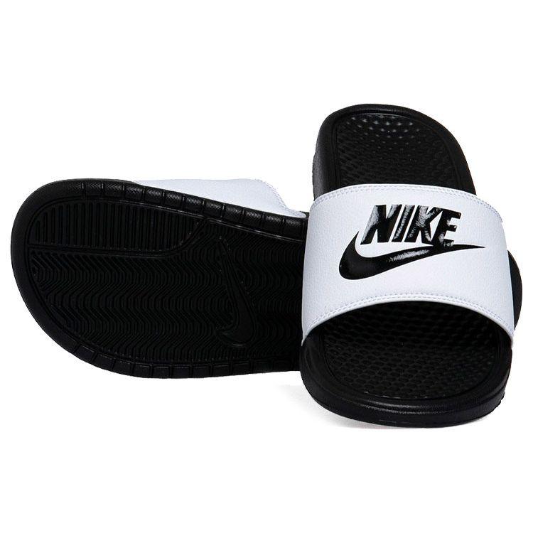 Nike Benassi Slides White Unisex Sandals Black-Black 343880-100