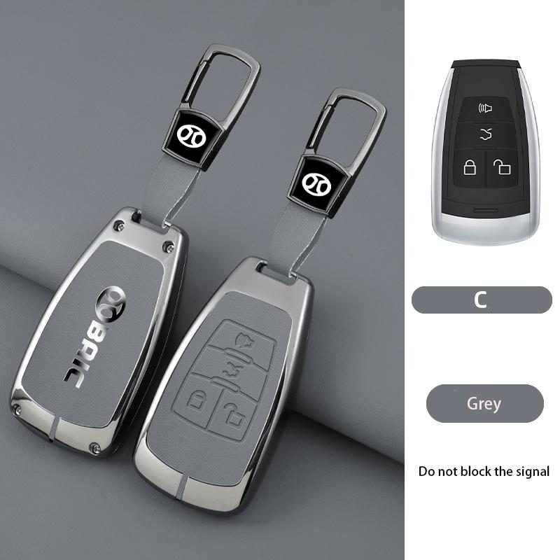 Zinc Alloy Genuine Leather Auto Key Fob Case Cover Keyring Bag Fit For Baic X7 Bj40 Senova D50 D70 X55 X65 Eu5 Eu7 Remote Protector Key Ring Mount