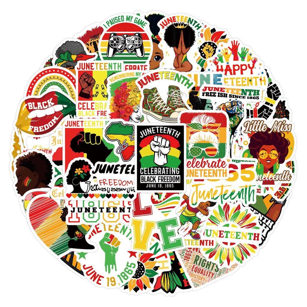 55 Black Juneteenth Doodle Stickers Scooter Laptop Cartoon Stickers