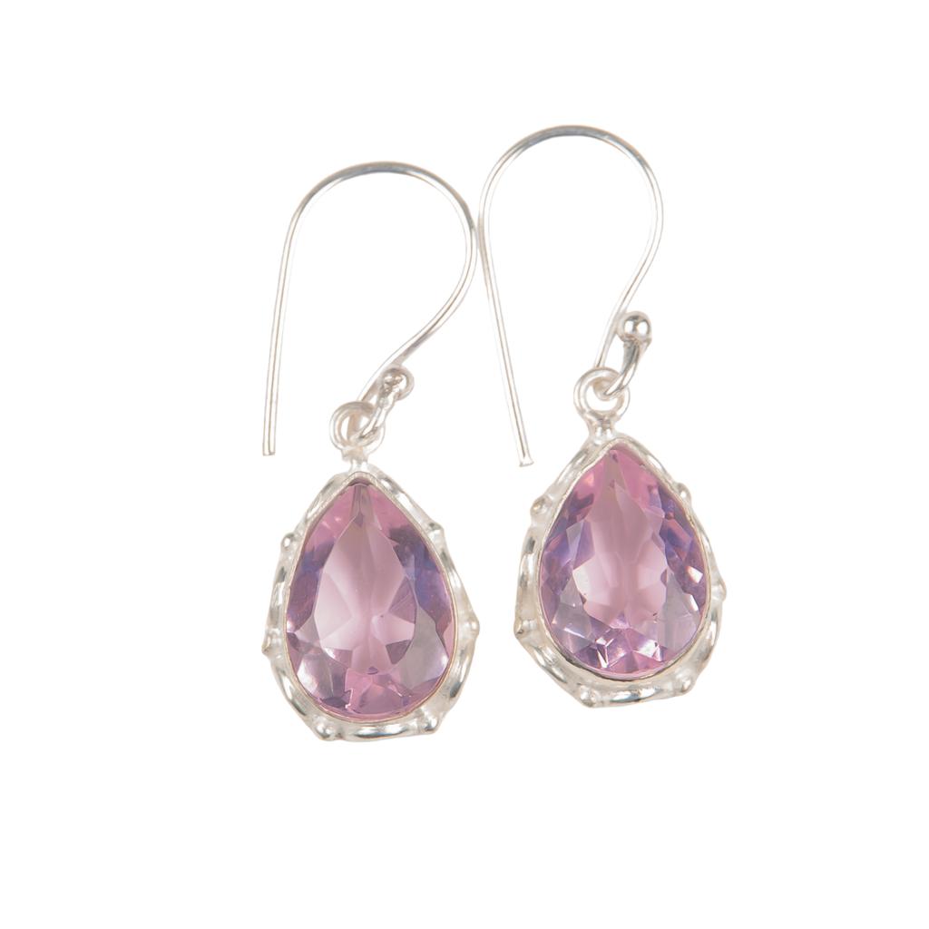 Natural Morganite Gemstone 925 Sterling Silver Jewelry Handmade Earrings 1.30" EE-3-11