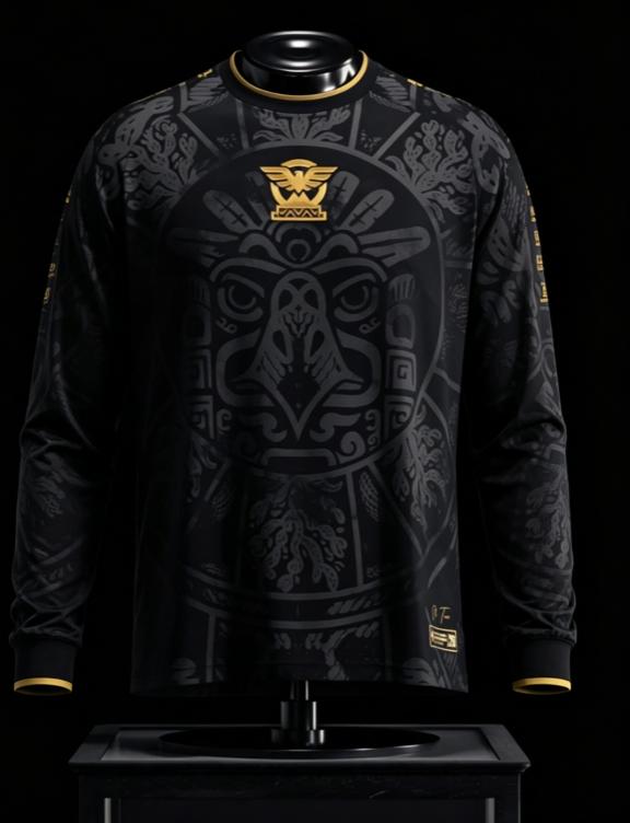 Mexican retro Aztec totem long sleeved football shirt for outdoor sports, breathable and quick drying, fan gift