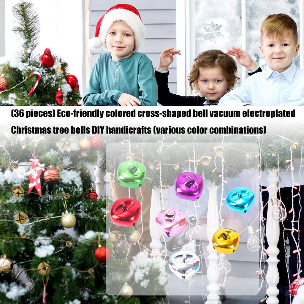 36Pcs Eco Friendly Colorful Cross Bells For Christmas Tree Decorations DIY Crafts With Durable Vacuum Plating Finish