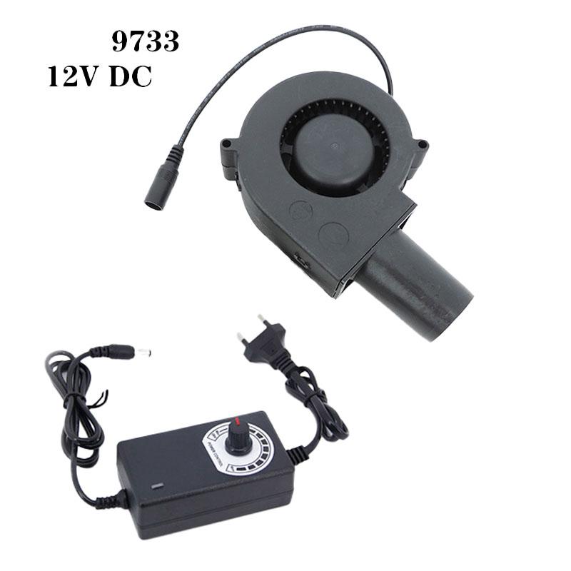 Ventilator Turbo Fără Perii 12V 9733 cu Alimentator UE 3-12V Controlor de Viteză Ventilator Barbecue Aer Picnic Grătar Sobă pe Lemne Gătit