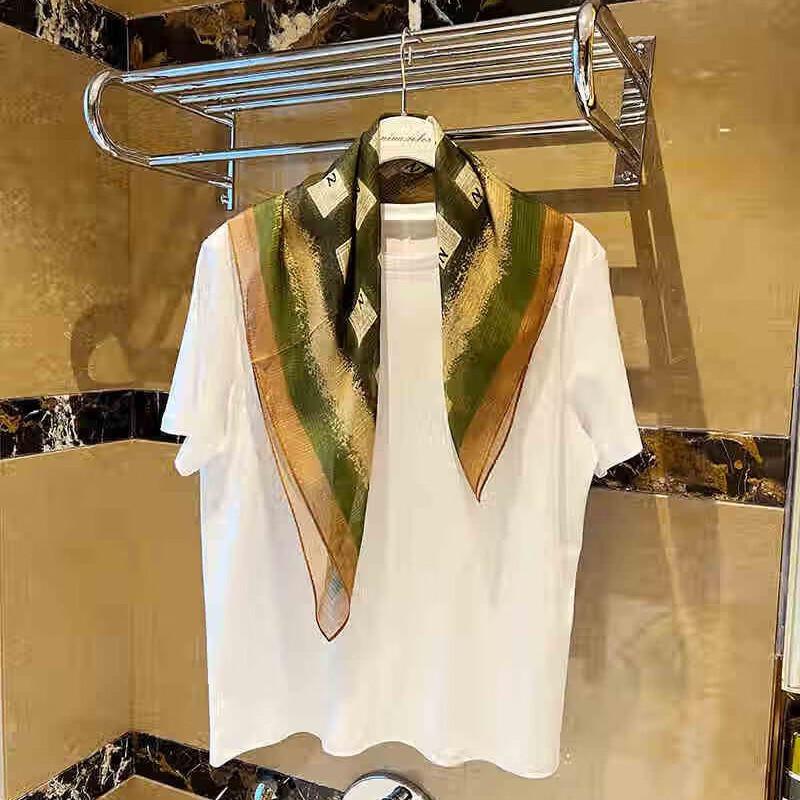 NINA SOLOR Vintage Plaid Silk Square Scarf