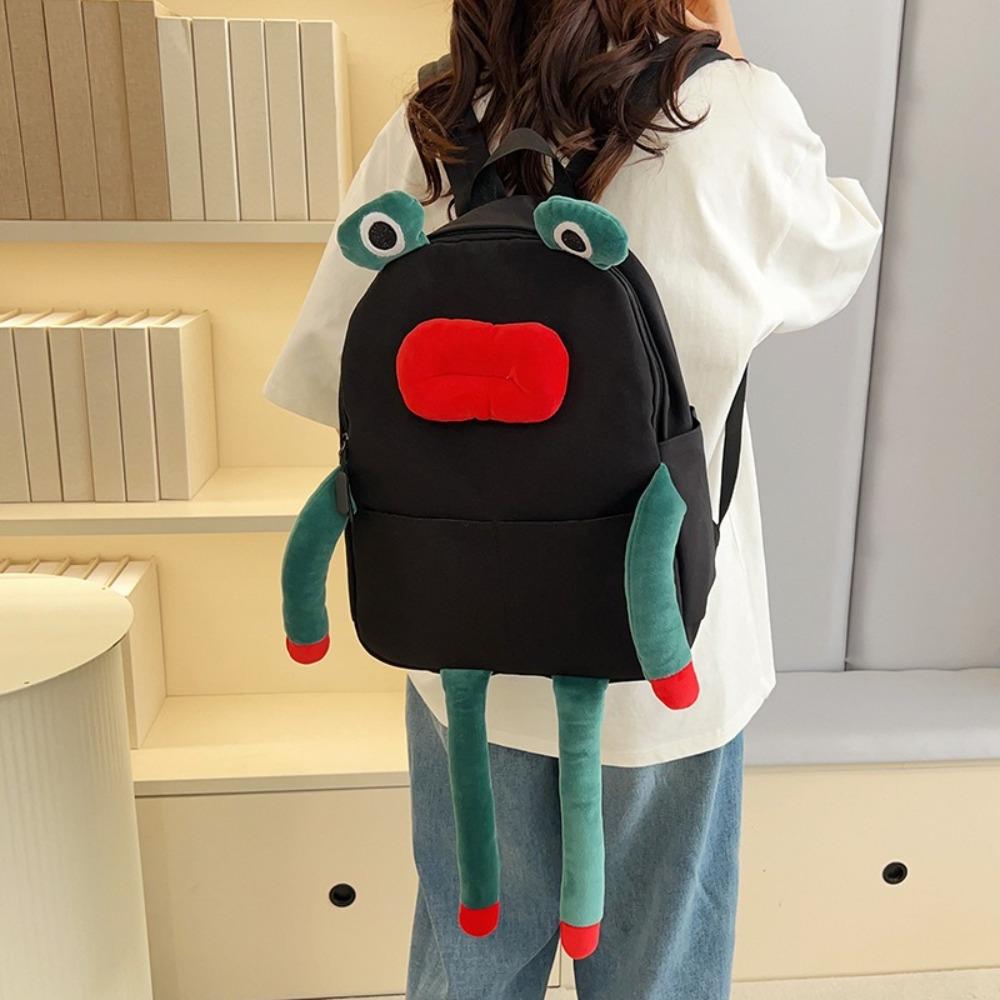 New Kawaii Rucksack Cartoon Plush Frog Children's School Backpack Lightweight Large Capacity Book Bags Learning Supplies
