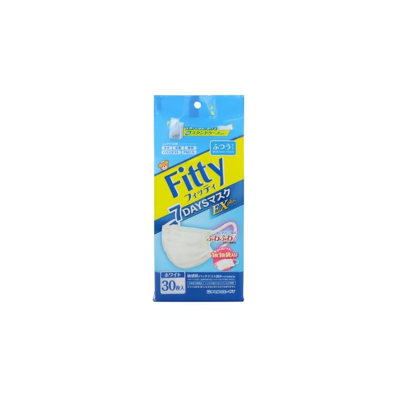 (PM2.5 Compatible) Fitty 7DAYS Mask EX Plus, 30 Pieces, Regular Size, White