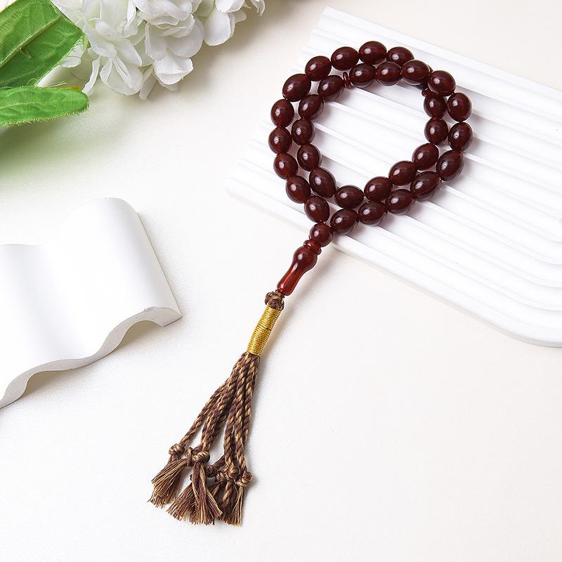 Handheld 45-Bead Muslim Rosary Tassel Bracelet - Middle Eastern Islamic Prayer Jewelry