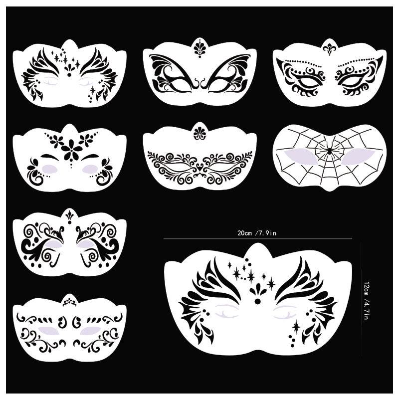 Children s Festival Face Painting Stencils: Ancient Totem & Floral Eye Makeup Designs
