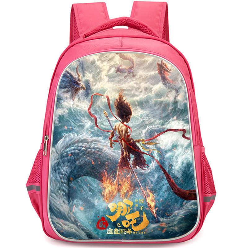 Nezha 2 Mo Tong Nao Hai Ao Bing Girls School Backpack Lightweight Oxford Bookbag Large Capacity For Elementary Students