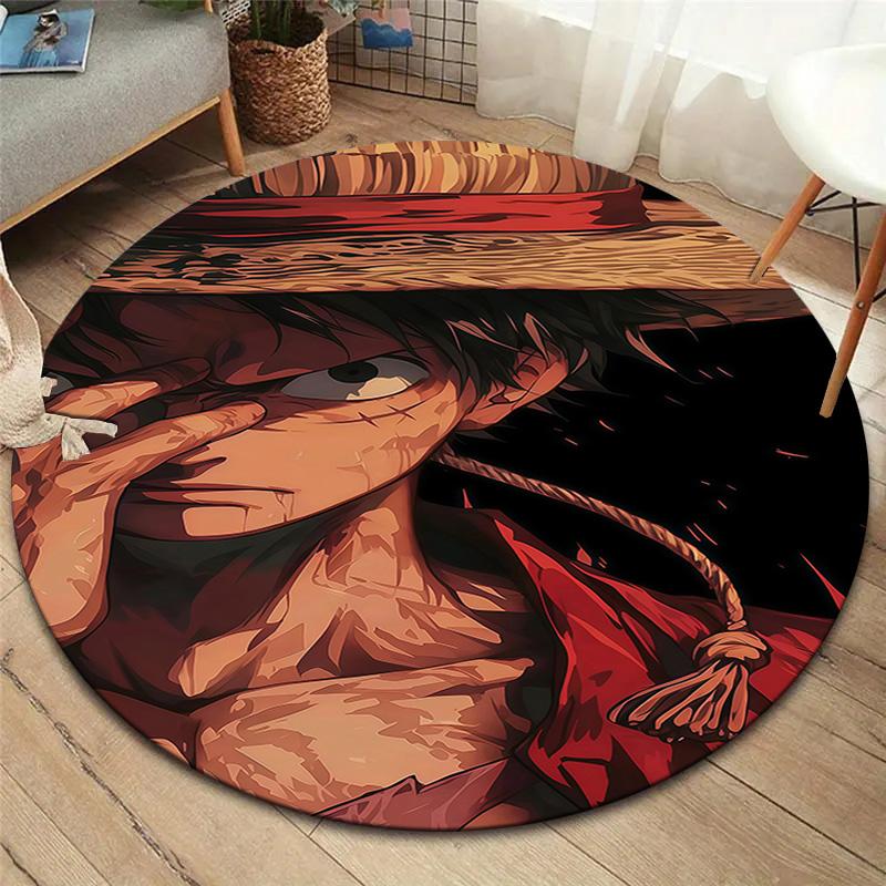 One Piece Monkey D Luffy Round Area Rug Carpet Rug For Living Room Bedroom Sofa Playroom Decor Nonslip Floor Mat