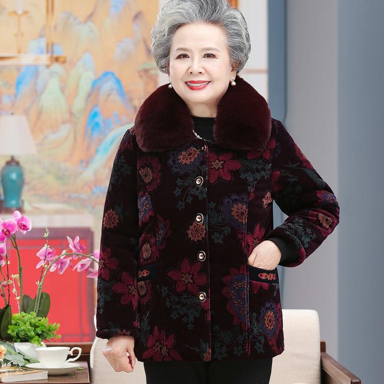 Cotton Coat, 70-year-old Old Lady, Cotton Jacket, Mother-in-law's Cotton Clothes, Velvet Thick Clothes, Mother-in-law's Cotton Clothes