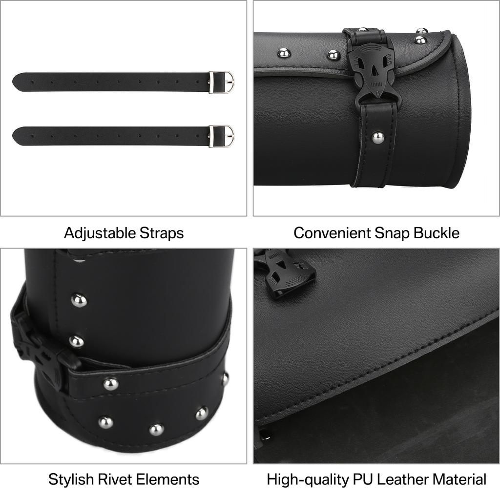 Motorcycle Front Fork Tool Bag Faux Leather Universal Handlebar Roll Bag Waterproof Fit For Harley Sportster Kawasaki Yamaha