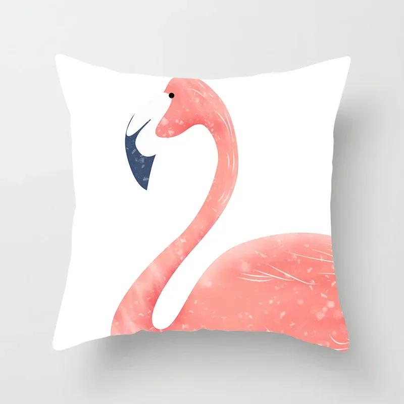 Hot Pink Roses Swan Feathers Geometric Cushion Cover Modern Fashion Nordic Simple Pillowcase Home Decor Sofa Throw Pillows Cover