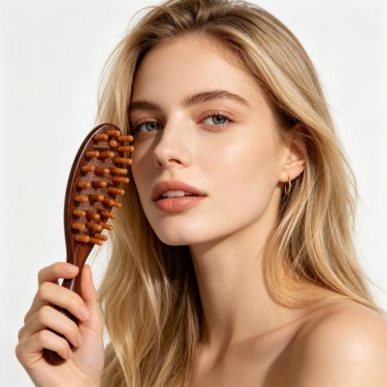 2Pcs Scalp Massage Sandalwood Hair Brush, Head Massager Wooden Comb for Men Women, Anti-Static Wide Tooth Hair Growth Brush