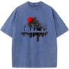 Men's Environmental Art Washed T-Shirt Cotton Vintage Bleached Tshirt Tops Casual Loose Bleach T shirt