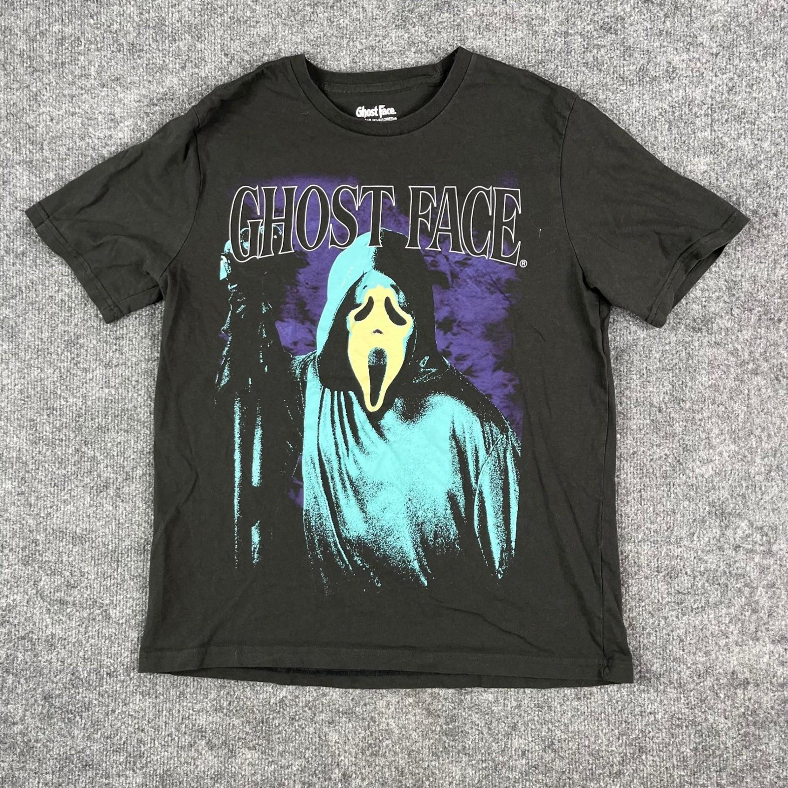 Bioworld T-Shirt Mens Size M Black Ghost Face Horror Graphic Print Cotton Tee XL