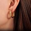 Fashion Stainless Steel Hoop Earrings For Women 4mm Thick U Shape Punk Hip Hop Gold Silver Color Female Jewelry Pendientes Mujer
