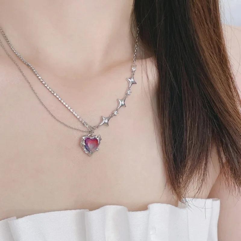 925 Silver Necklace Cute Five Pointed Star Smile Dimple Pendant for Women Girl Jewelry Gift