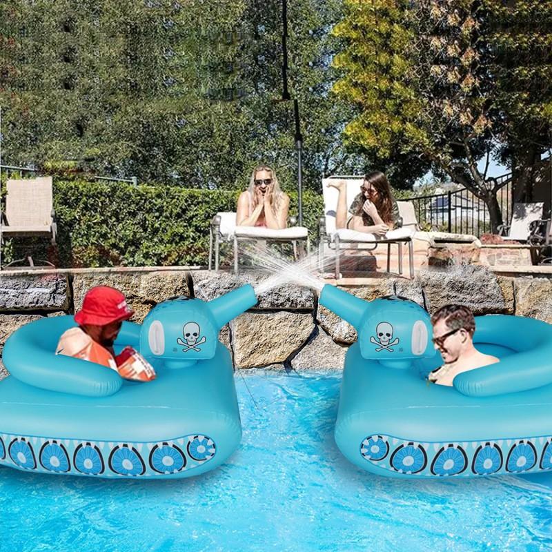 Inflatable Water Tank Pool Float - PVC MilitaryThemed Spray Gun Toy for Kids' Outdoor Swimming Fun