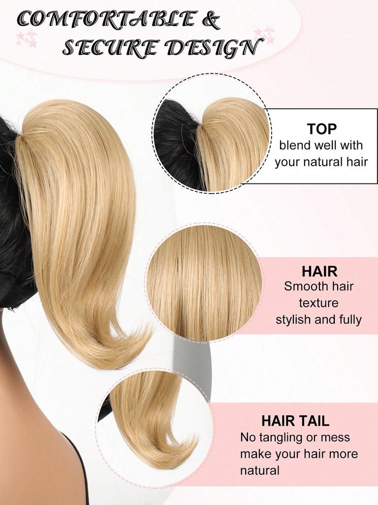 Syntetyczny krótki kucyk ze ściągaczem, 12-calowy prosty kucyk, naturalne sztuczne kucyki dla kobiet