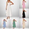 Polyester Sleeveless Backless Dress With Ties For Casual Spring Office Wear