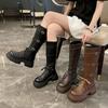 Fashion Fashion Punk Metal Buckle Platform Leather Knight Boots Shoes for Women Designer Soft-soled Autumn Witner Women Knee-high Boots
