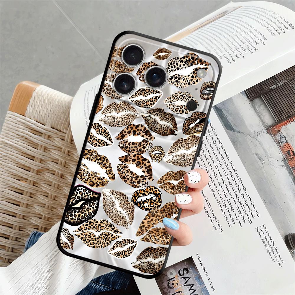 Funda Phone Cover Case for Apple iPhone 17 Pro Max 15 Pro 7 8 11 16 14 12 XR XS MAX Air 13 Leopard Print Lip Print Art