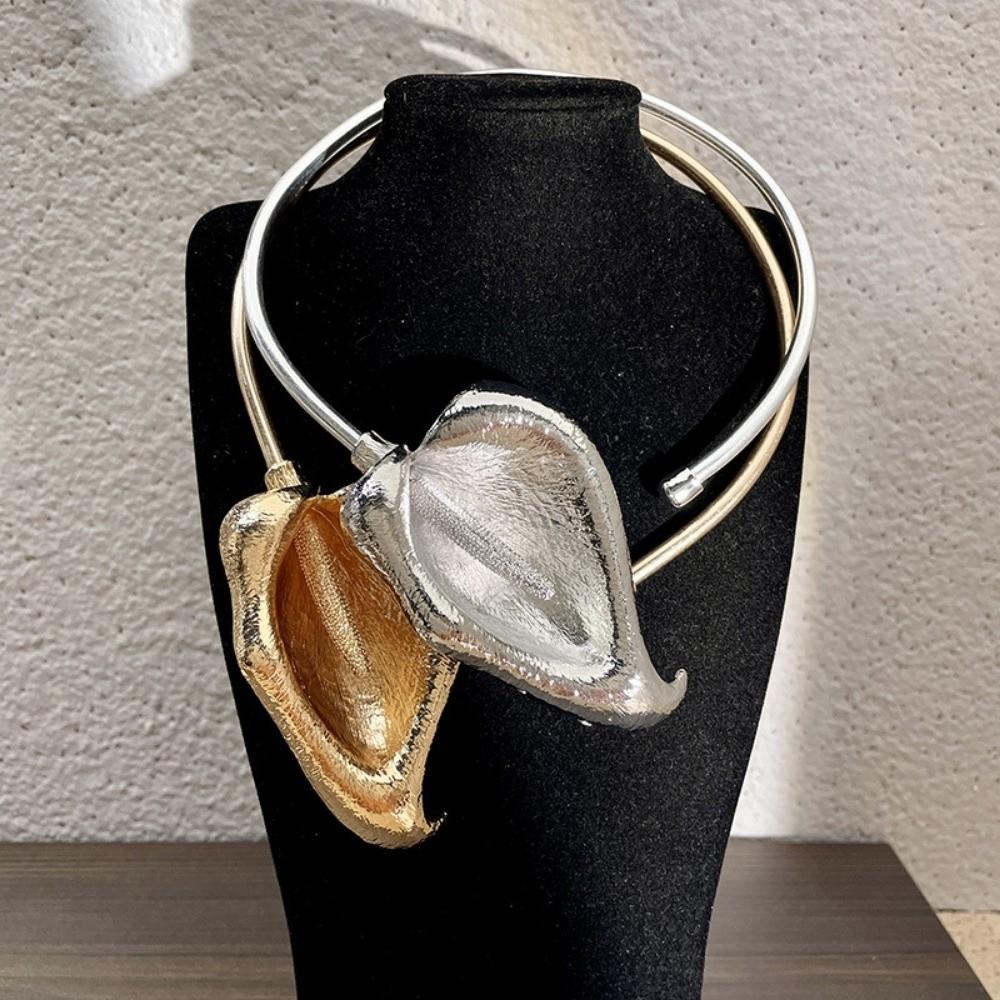 3D Floral Open Choker Necklace Gold Color Statement Choker New Clavicle Chain Jewelry