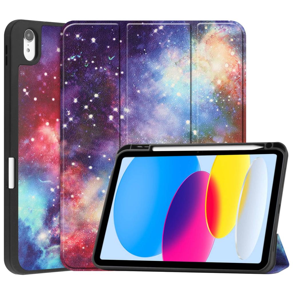 Case for iPad A16 11 2025 iPad 10th 10.9'' with Pen Holder-[Tri-fold Stand +  Auto Wake/Sleep],Colorful Premium PU Leather Case