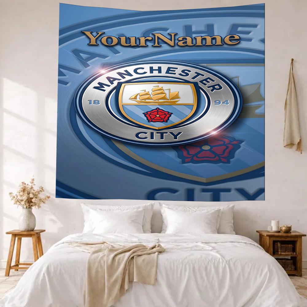 Manchester City Benutzerdefinierte Ihr Name Wanddekoration Wandteppich Kunst Für Haustier-Gedenken Geburtstag Hochzeitsparty Kulisse Familien Geschenk