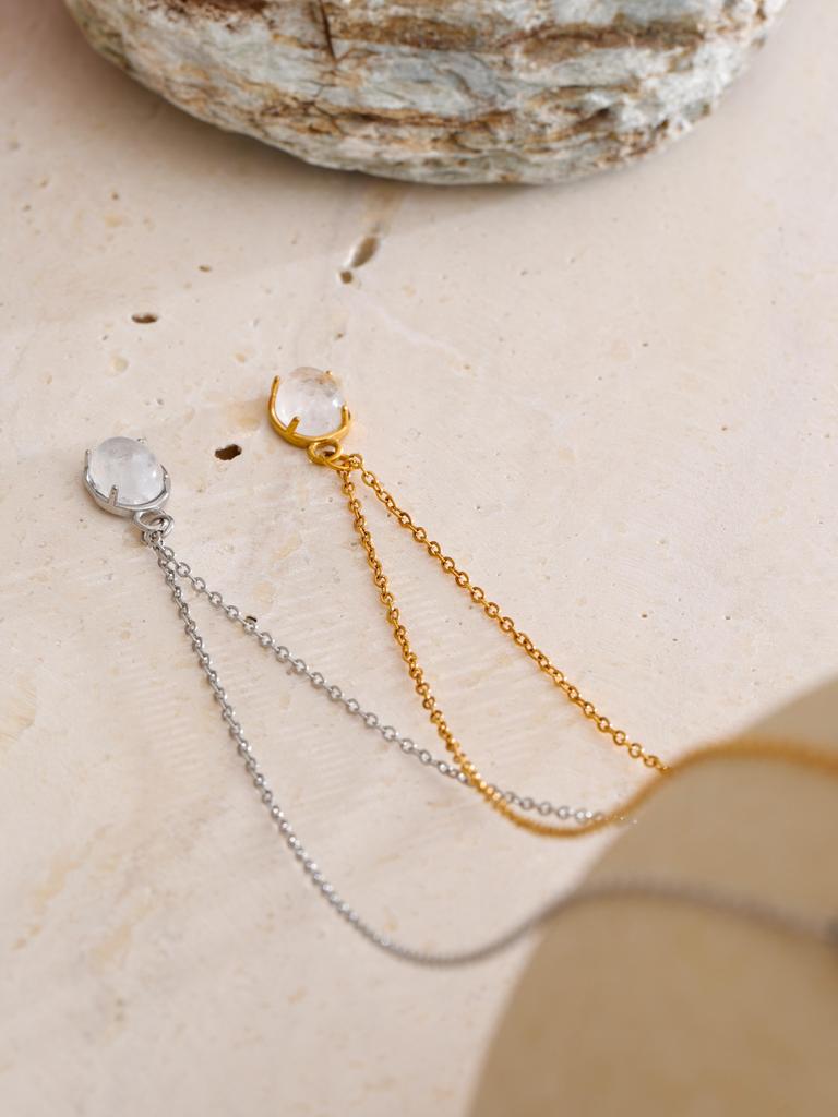 Eetit Simple Stainless Steel Natural Stone Oval Pendant Necklace Popular Fashion Collar Jewelry Hypoallergenic
