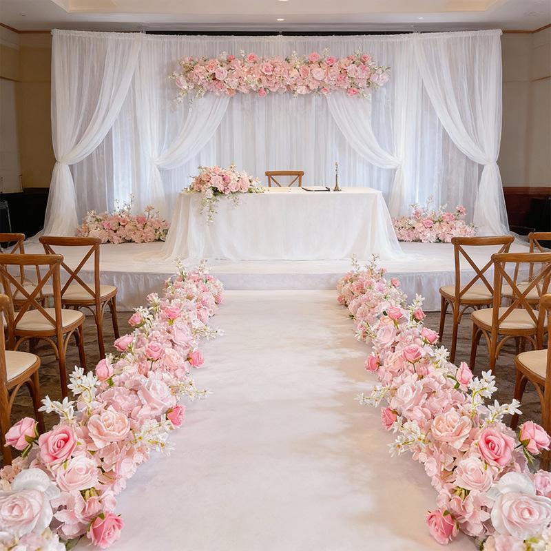 Wedding Flower Wall & Floor Arrangement - Artificial Floral Decoration for T Stage, Arch, & Aisle.