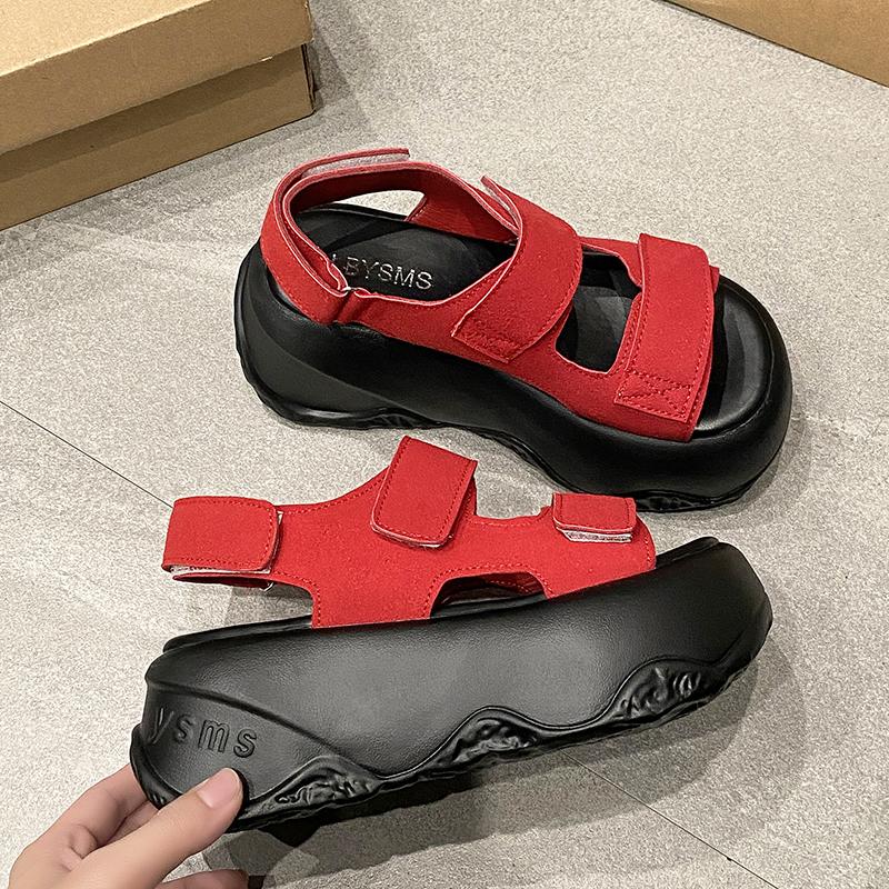Fashion 8CM Summer Women Buckle Slippers Flip-Flops Beach Shoes Wedge Heels Slides Woman Platform Slippers Candy Colors Outside Sandals