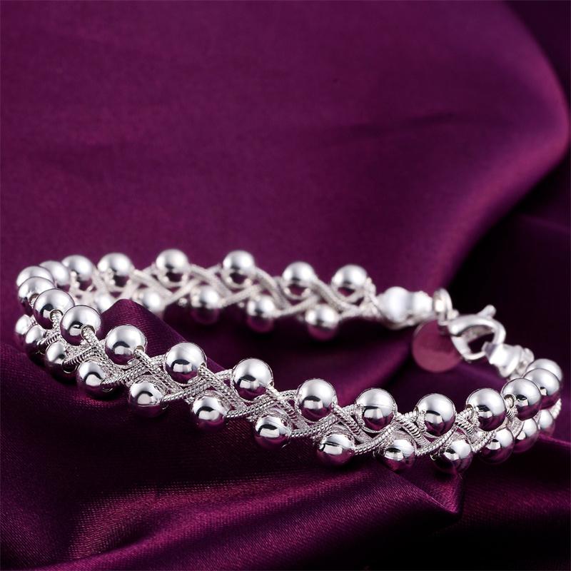 Charm 925 Sterling Silver Bracelets For Women Fine Braided Beads Chain Fashion Wedding Party Christmas Gift High Quality Jewelry