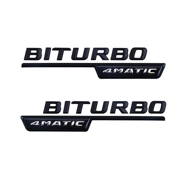 2Pcs Best V8 BITURBO 4MATIC AMG Car Fender Emblem Sticker For Mercedes Benz AMG W117 W205 C63 E63 W212 W176 A45 GLA45