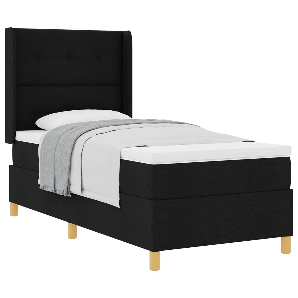 Box Spring Bed with Headboard Black 100 x 200 cm Fabric