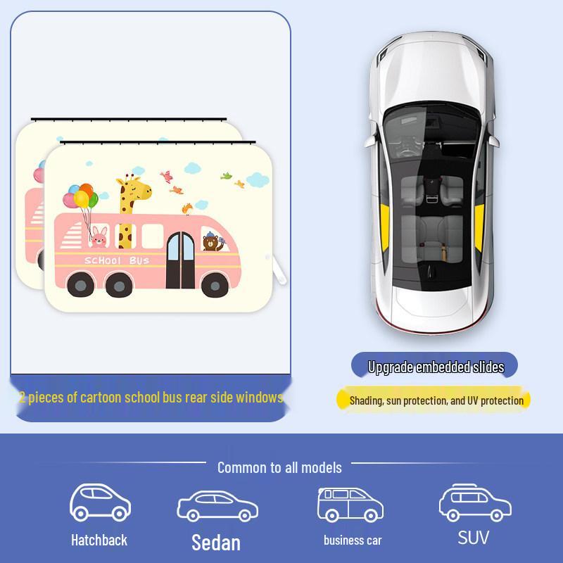 Car Sunshade Track Window Curtain - Interior Sun Protection & Privacy Blackout for Baby Stroller Side Windows