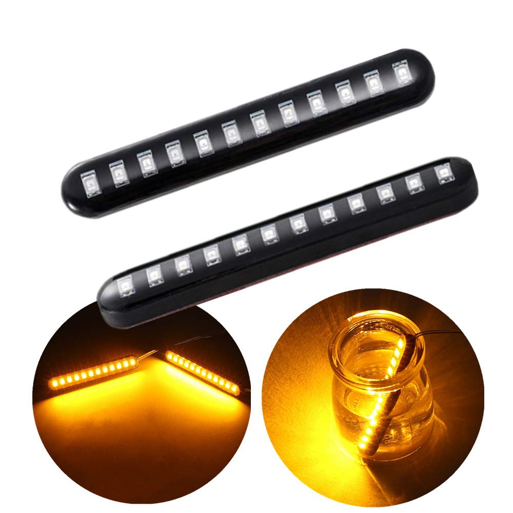 NAKOBO LED Motorcycle Turn Signal Universal Stick License Lamp Plus Cornering Lamp Flowing