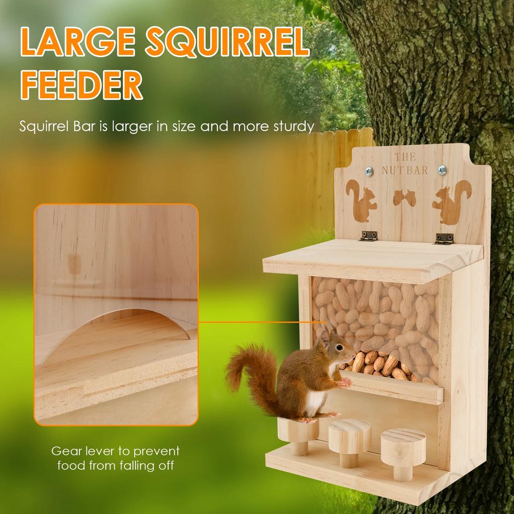 Wooden Squirrel Feeder Large Squirrel Feeders for Outside Squirrel House Sturdy Squirrel Feeder Enduring Squirrel Feeders Decor