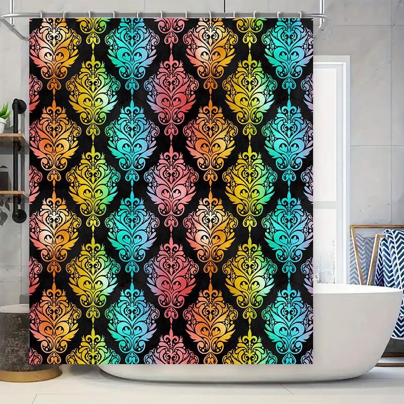 

Vibrant Colorful Damask Shower Curtain Modern Home Decor For Bathroom W60H190(CM)-1 Pcs