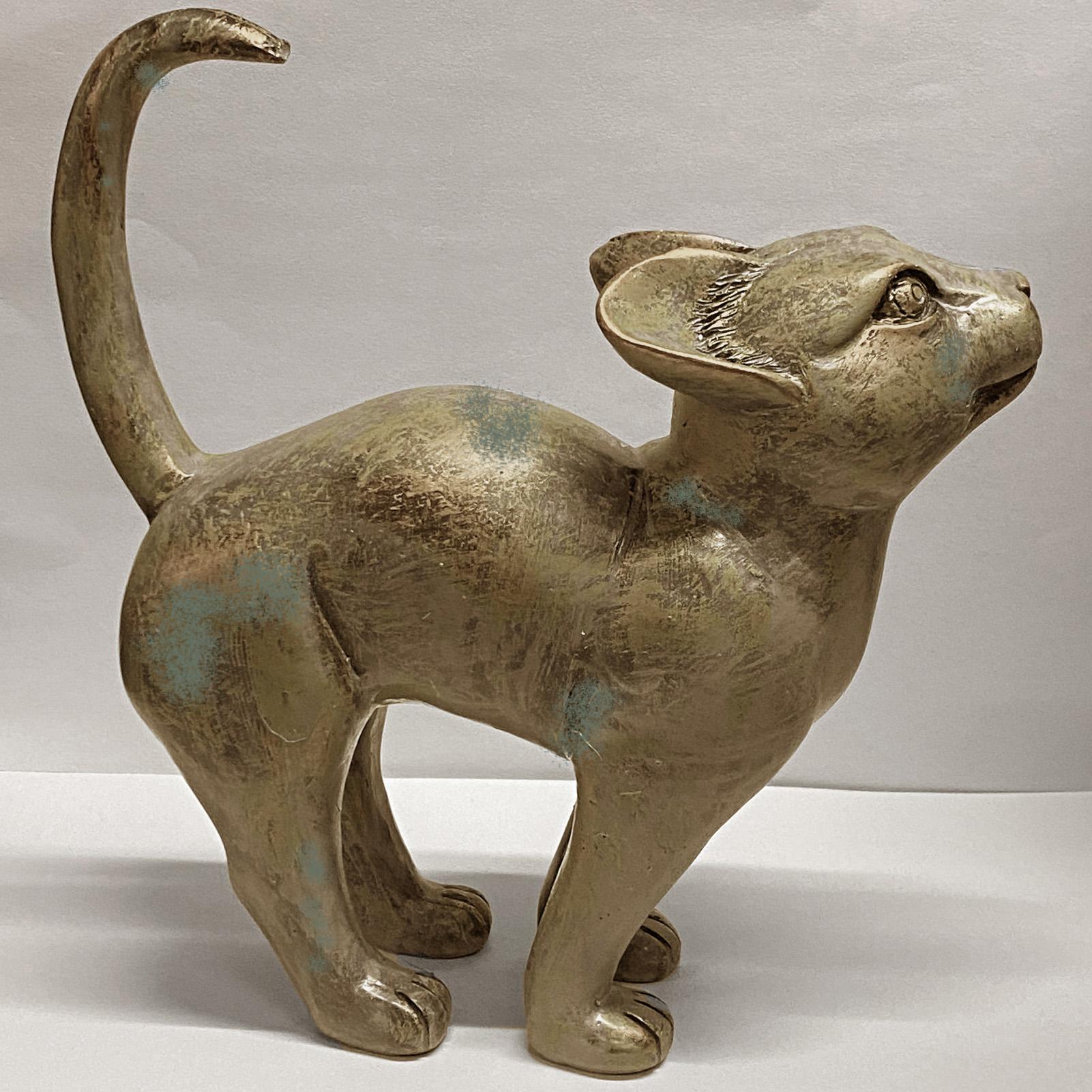 Creative Cat Craft Tabletop Statue Household Resin Craft Ornament Gift for Housewarming Friend светло-серый