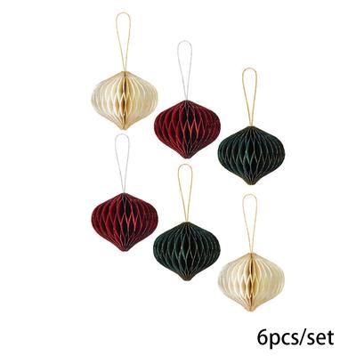 1/6pcs Paper Honeycomb Ornament Lantern Spherical Hanging Ornaments