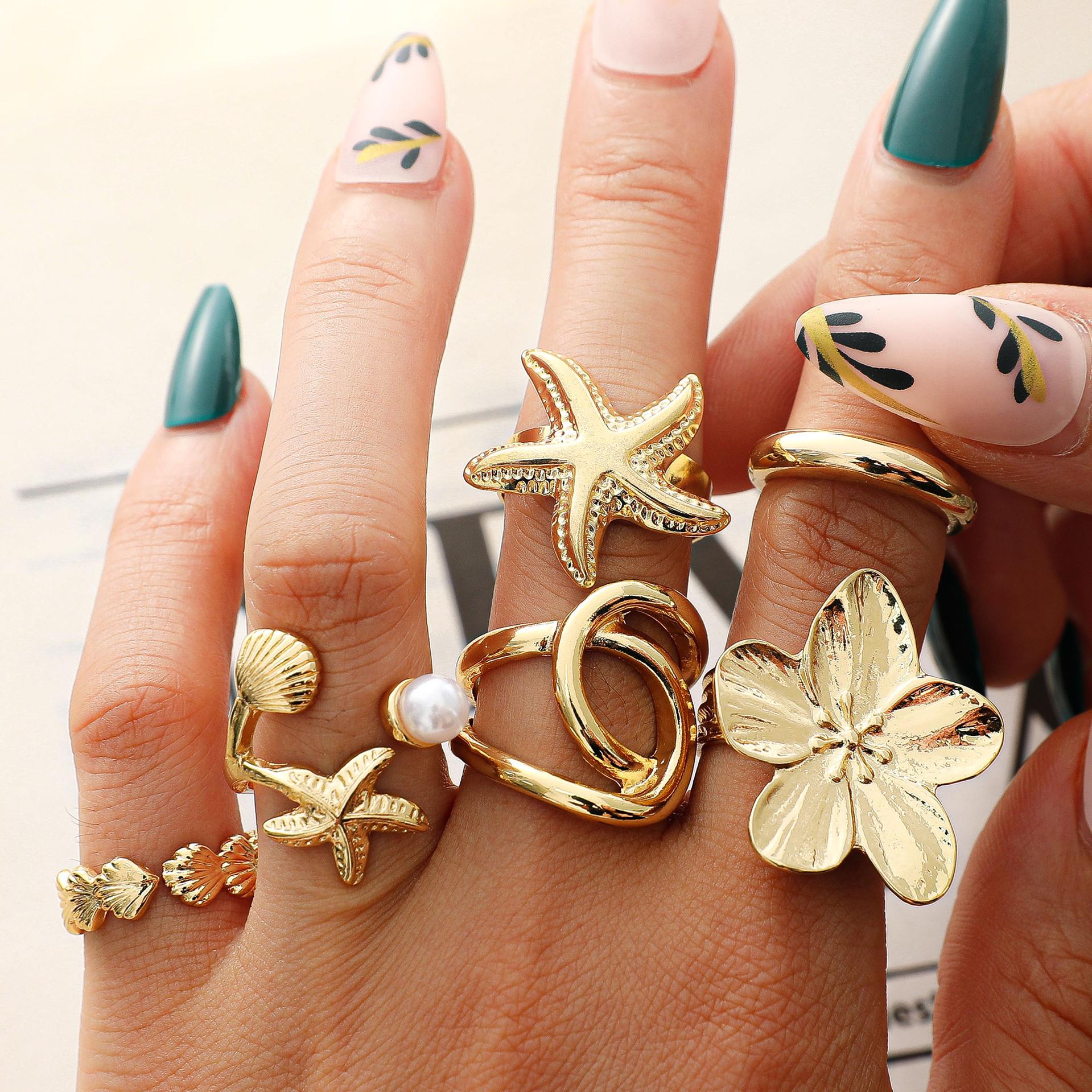 Starfish Scallop Joint Ring Baroque Retro Ring Women s Vacation 6
