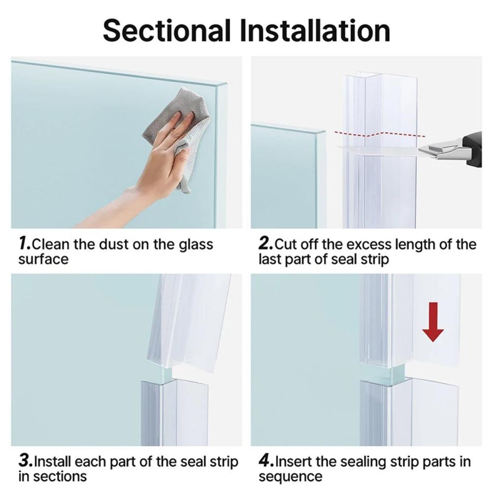 3M Shower Glass Door Seal Strip, Silicone Soft Shower Door Sweep To Stop Leaks, Frameless Seal Strip