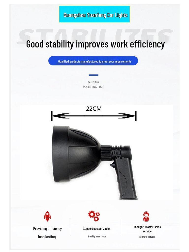 40W Portable LED Outdoor Spotlight, 6-Inch High-Brightness Light for Road Repair, Night Fishing, and Detection