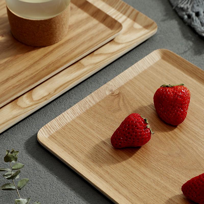 Japanischer Manchurischer Eschenholz Kuchenständer, Rechteckiges Bäckerei-Desserttablett, Küchenaufbewahrungstablett, Exquisites Teetablett