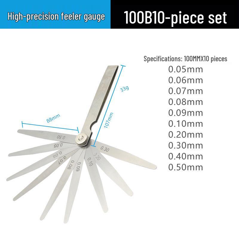 Stainless Steel High Precision Feeler Gauge for Valve Clearance Adjustment and Measurement