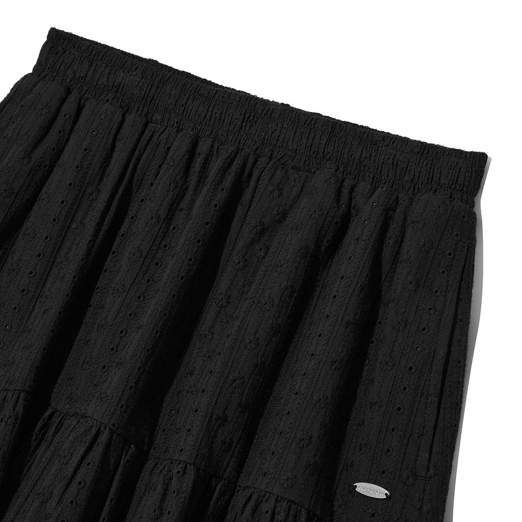 INTERCREW Women'S Embroidered Eyelet Tiered Skirt Black Ita2Sl52Abk